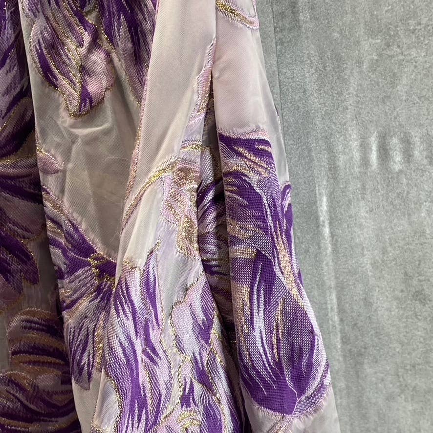 SPEECHLESS Women's Violet/Gold Metallic Jacquard Floral Strapless Maxi Gown SZ15