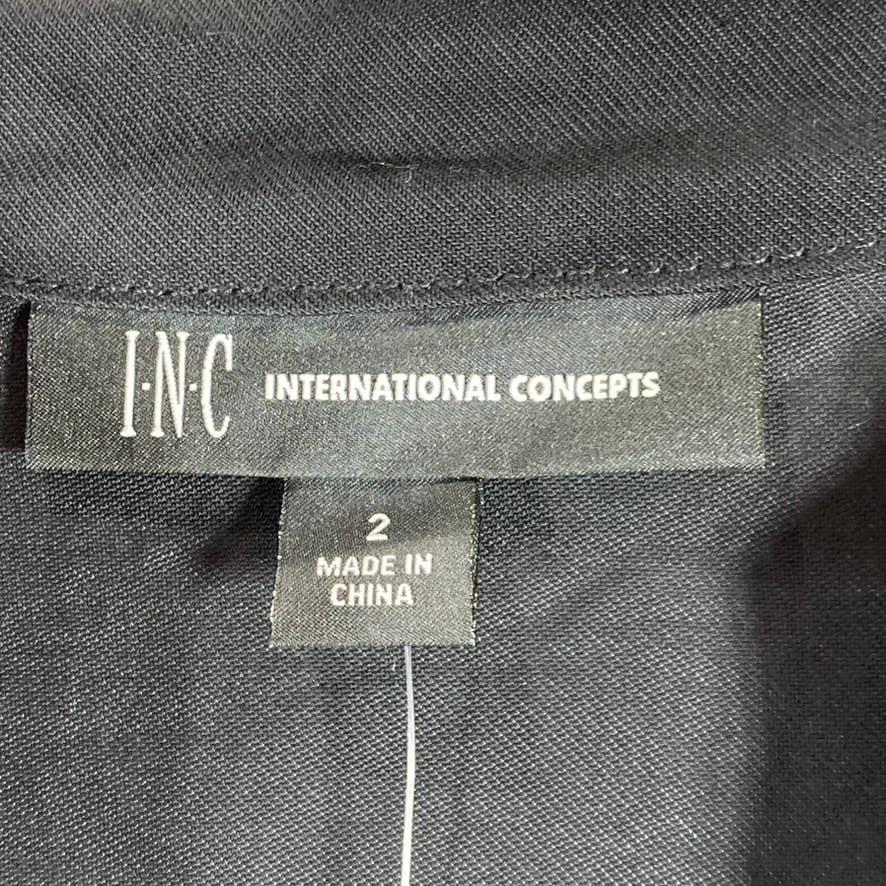 INC INTERNATIONAL CONCEPTS Women's Deep Black Split-Neck Belted Utility Jumpsuit