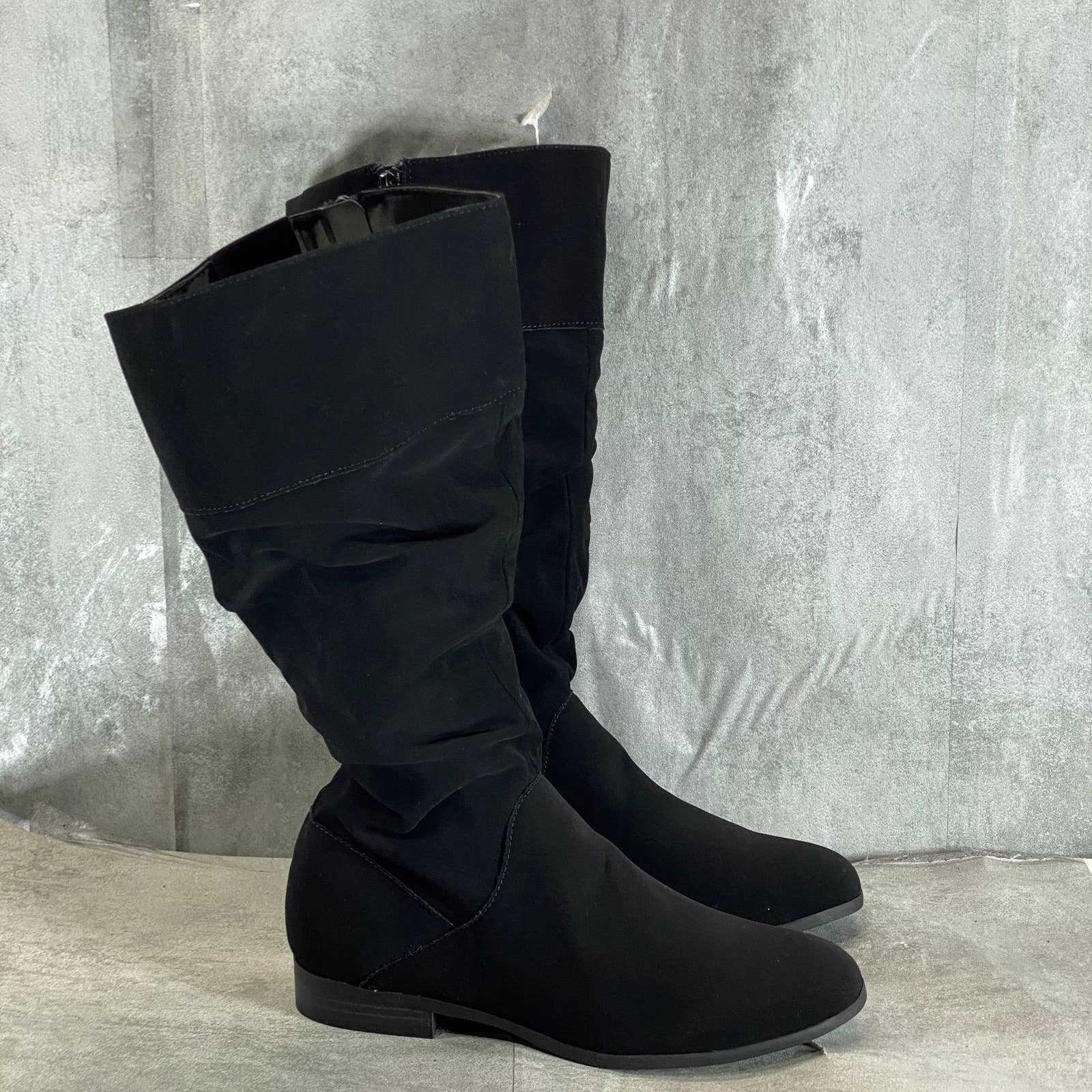 STYLE & CO Women's Black Kalimae Round-Toe Ruched Shaft Tall Boots SZ 8.5