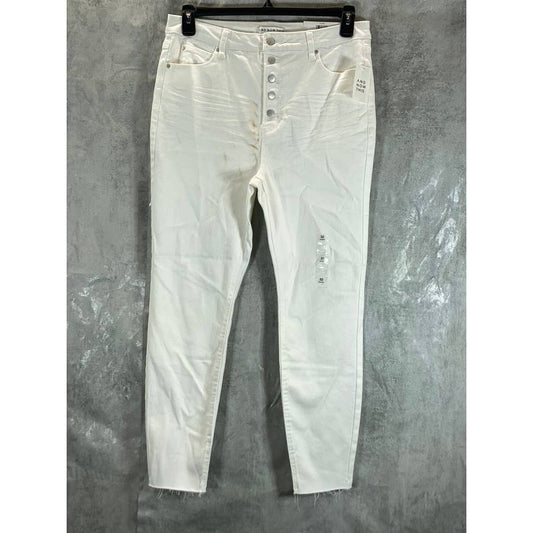 AND NOW THIS Women's White The Perfect Skinny High-Rise Raw-Hem Button-Fly Jeans