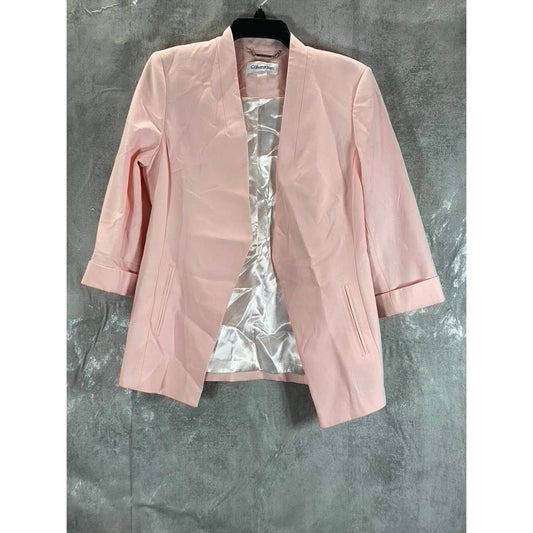 CALVIN KLEIN Women's Rose Open-Front Roll-Tab 3/4 Sleeve Blazer SZ 6