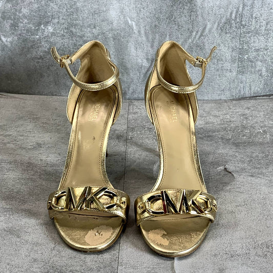 MICHAEL MICHAEL KORS Women's Gold Metallic Leather Izzy Dress Sandals SZ 7.5