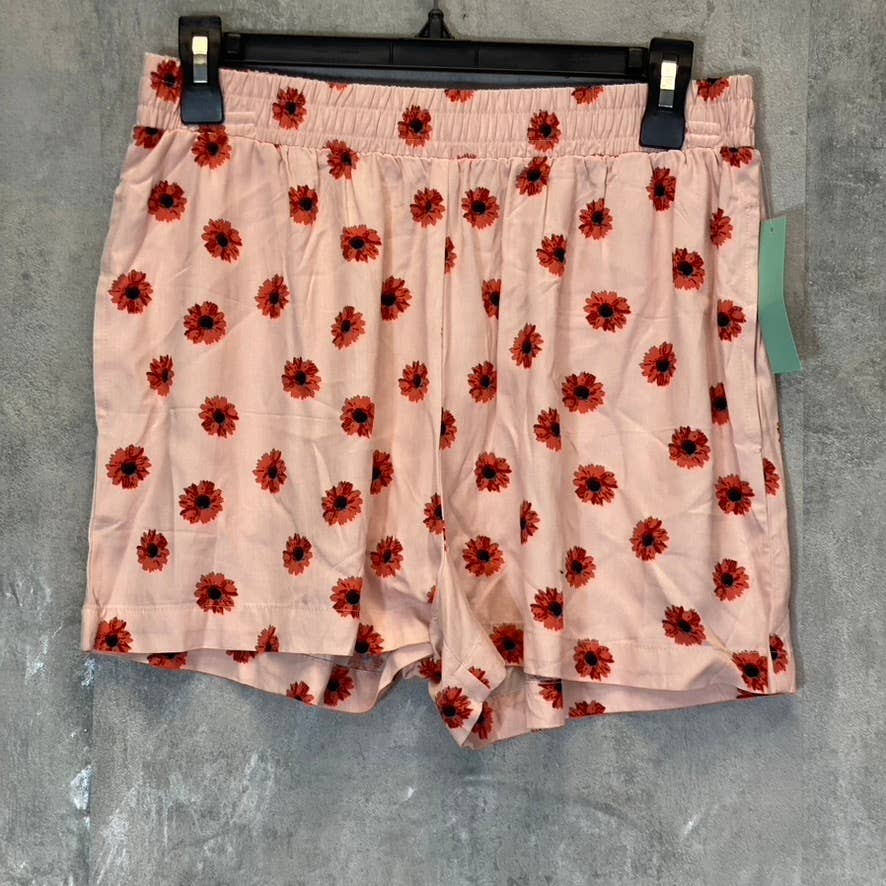 ABOUND Women's Pink Daisy Dots Easy Flowy Lightweight Elastic Waist Pull-On Shorts SZ M