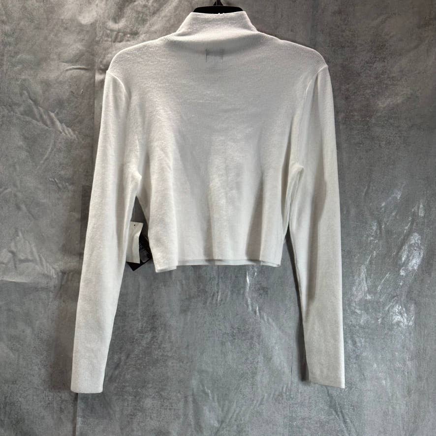 BAR III X Sofia Richie Women's Crop Mock-Neck Long-Sleeve Pullover Sweater SZ M