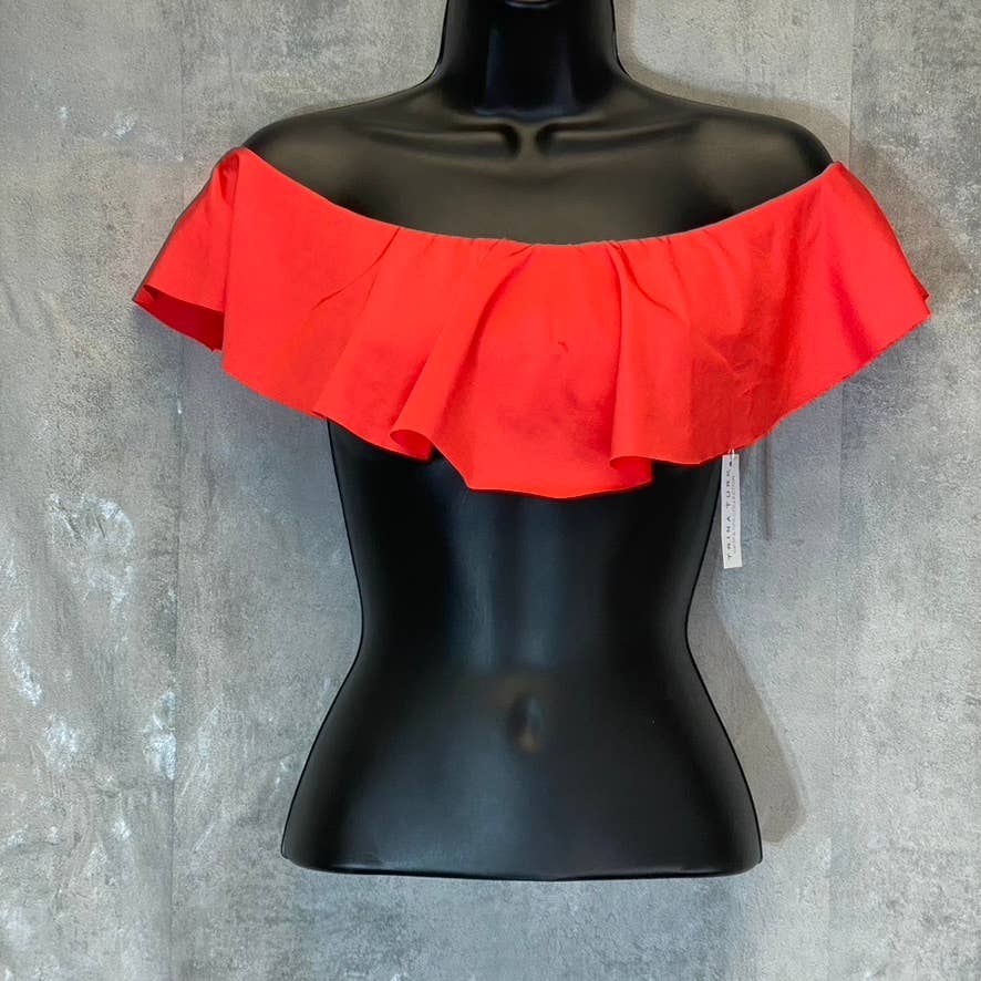 TRINA TURK Women's Poppy Flutter Off-The Shoulder Bandeau Bikini Top SZ 0