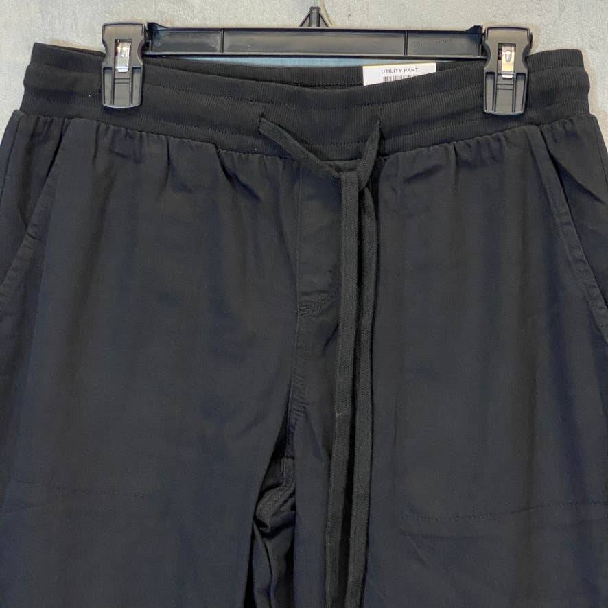 STYLE & CO Women's Deep Black Mid-Rise Comfort Drawstring Waist Utility Jogger Pull-On Pants SZ M