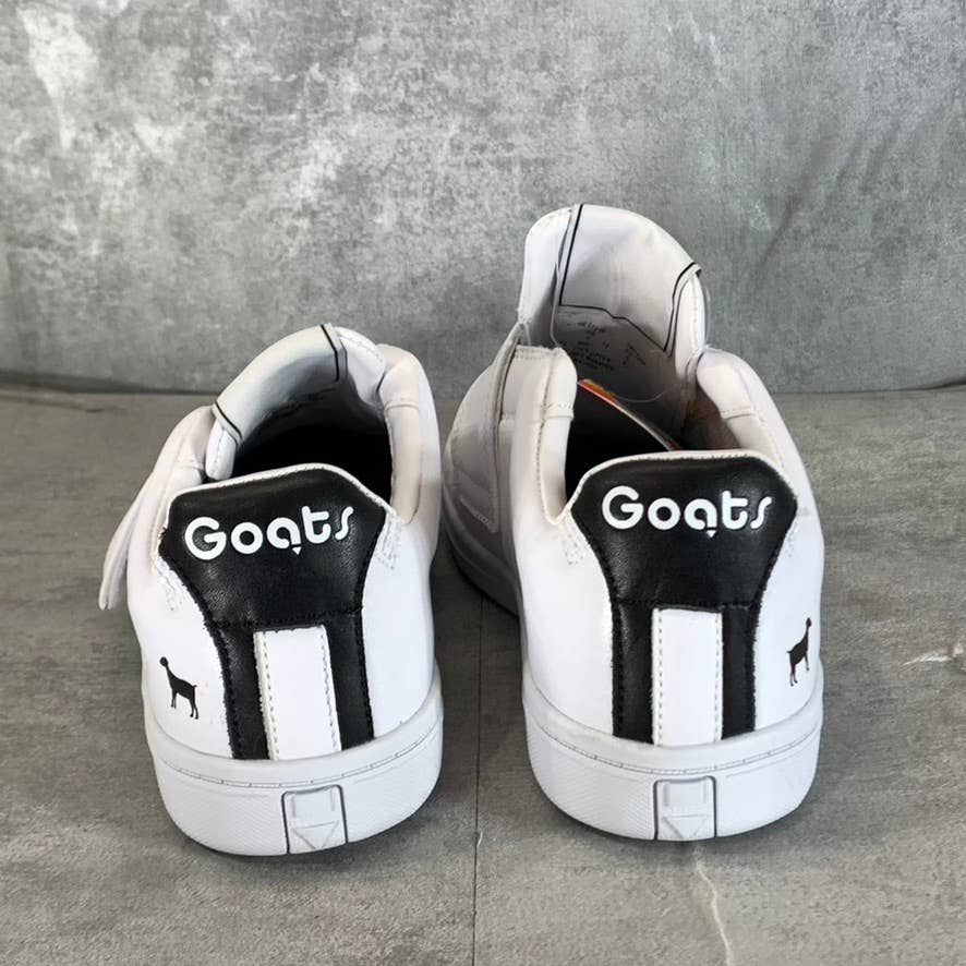 GOATS Women's White Leather The 573 Wide-Strap Round-Toe Slip-on Sneakers SZ 5