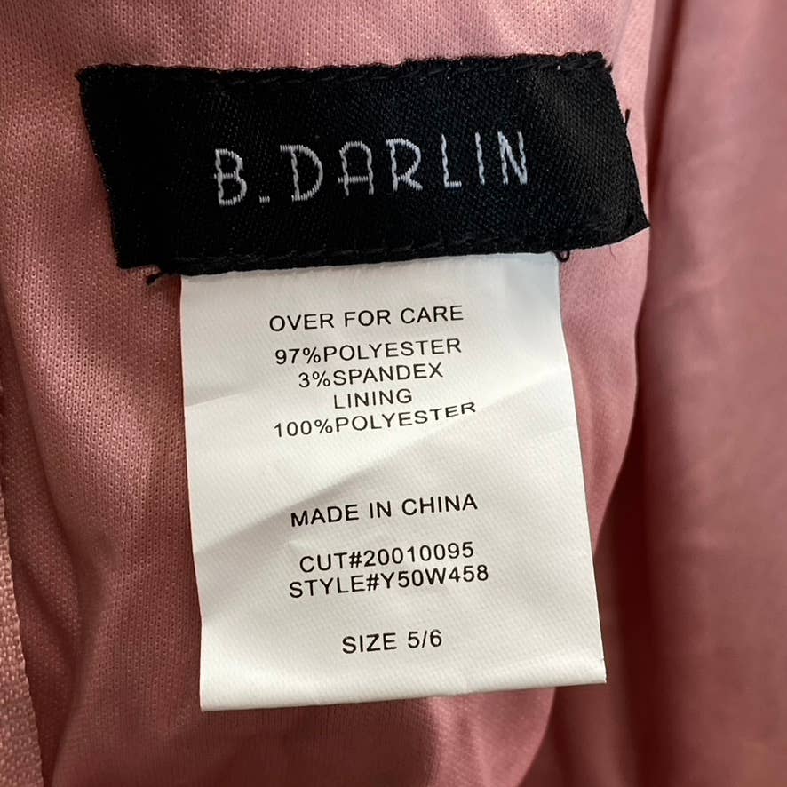 B. DARLIN Juniors' Rose Blush Satin Spaghetti Strap Faux Wrap Tiered Dress SZ5/6