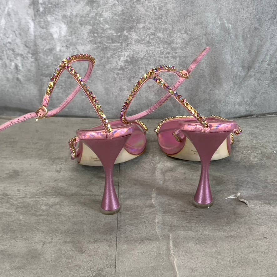 JEFFREY CAMPBELL Women's Pink Iridescent Demonica Rhinestone Sandals SZ 10