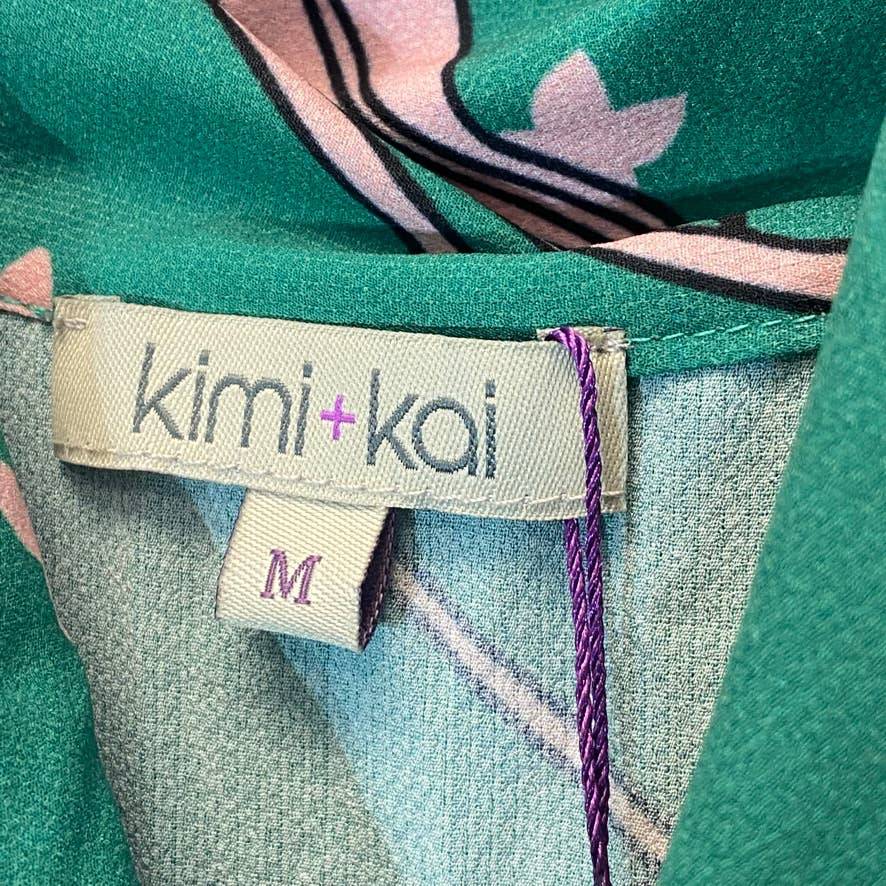 KIMI + KAI Women's Green Floral Grace Surplice V-Neck Maternity Nursing Blouse SZ M