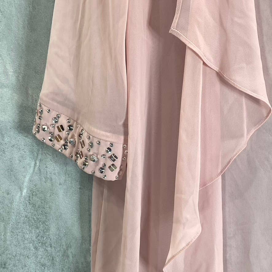 SLNY Women's Faded Rose Bead Embellished Cuff 3/4 Sleeve Drape Jacket SZ10