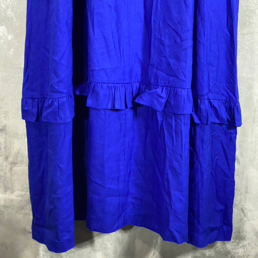 ALFANI Women's Modern Blue Scoopneck Sleeveless Ruffle Maxi Dress SZ L