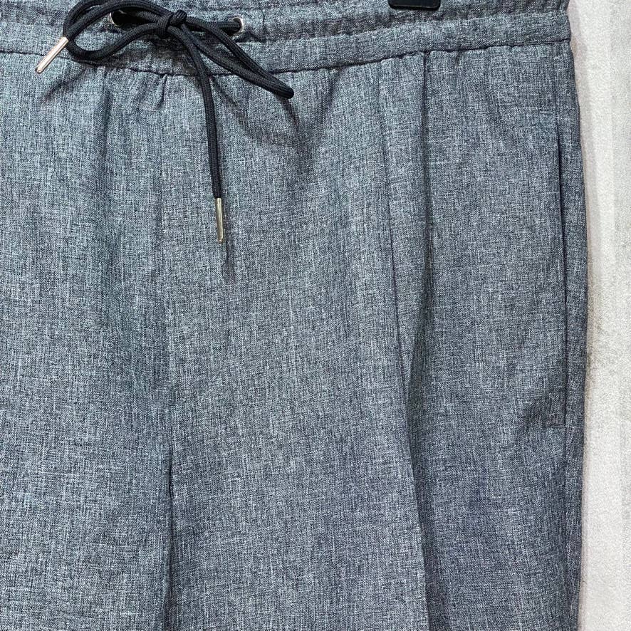 ALFANI Grey Pleated Drawstring Stretch Flat Front Pants SZ S