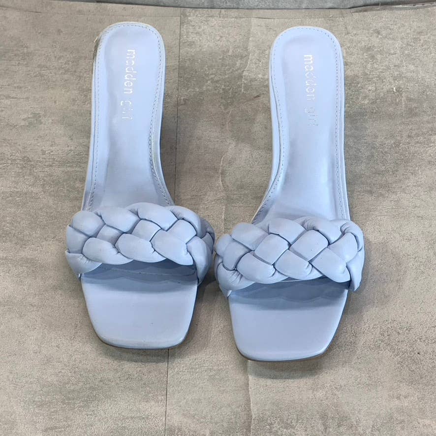 MADDEN GIRL Women's Blue Ribbon Gracy Braided Square-Toe Block-Heel Sandals SZ10