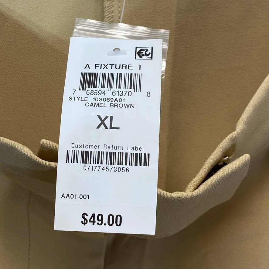 AND NOW THIS Women's Camel Brown Pleated Wide Leg Pants SZ XL