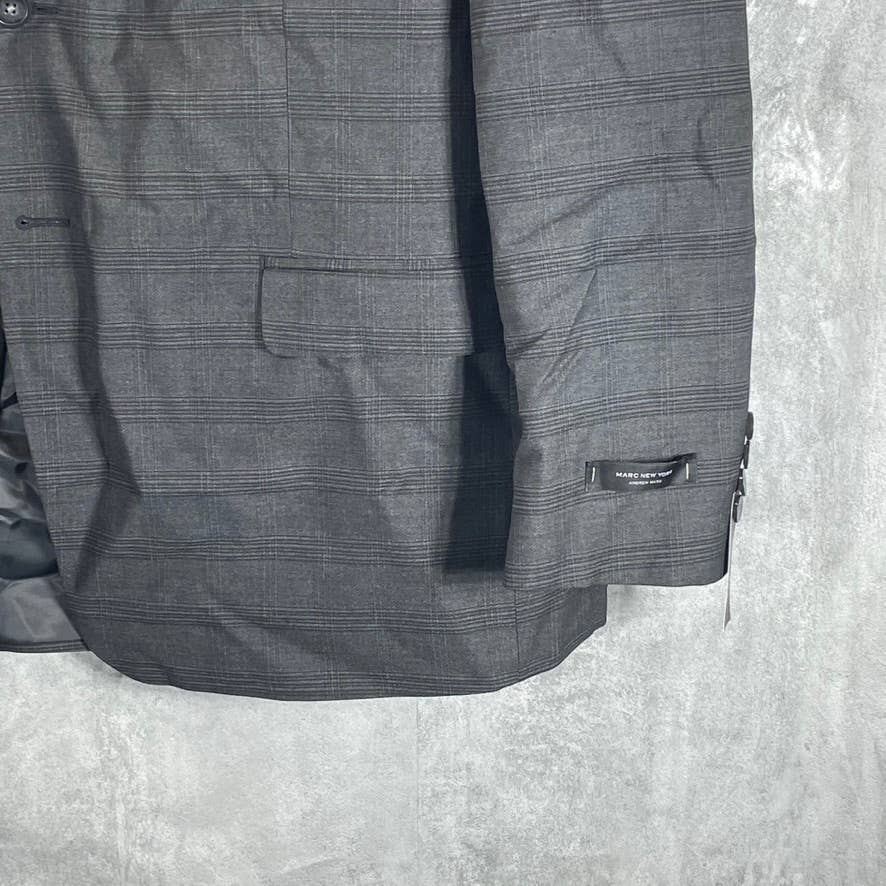 MARC NEW YORK Men's Light Grey Plaid Modern-fit Two-Button Suit jacket SZ 48R
