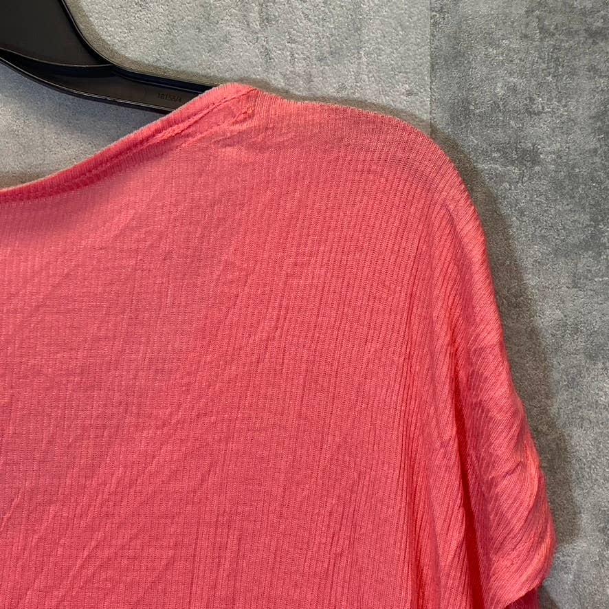 JONES NEW YORK Sport Women's Fresh Coral Ribbed Short Sleeve Top SZ M
