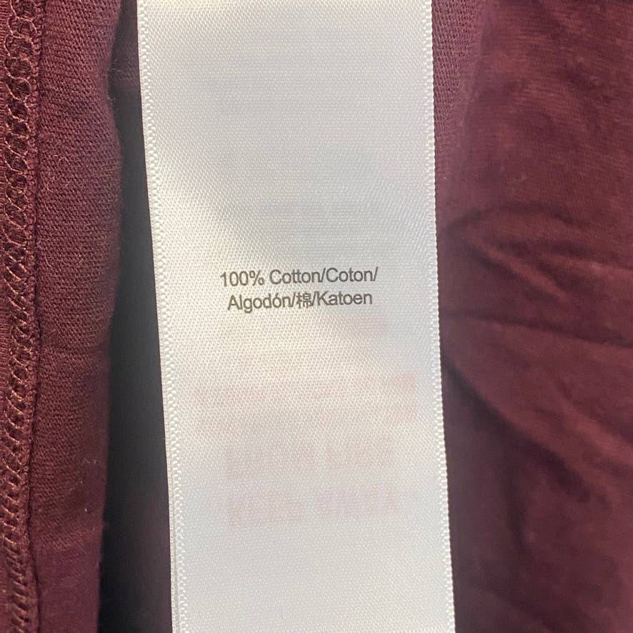 DKNY Sport Women's Burgundy Rhinestone Embellished Logo Crewneck Short Sleeve T-Shirt SZ XS