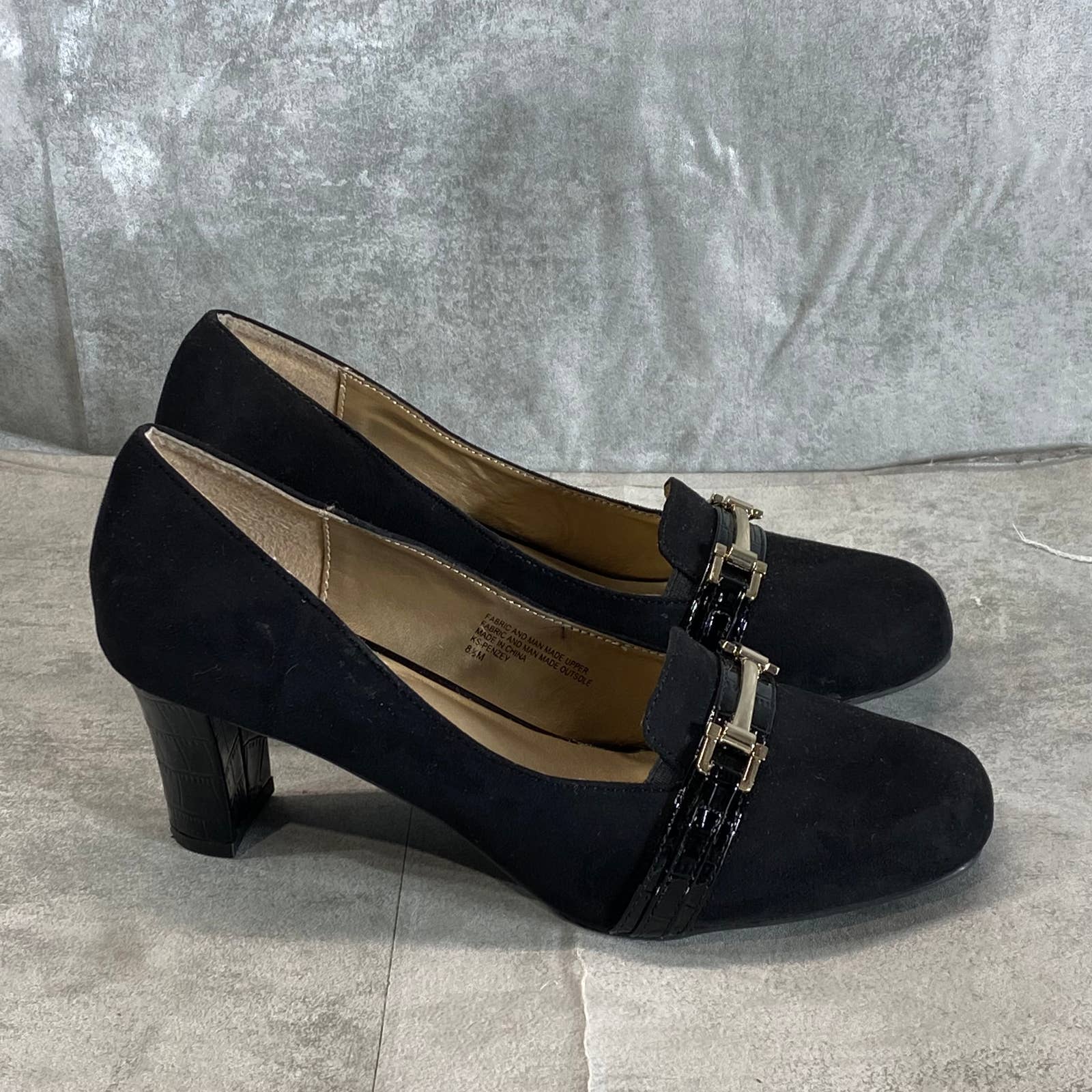 KAREN SCOTT Women's Black Faux Suede Penzey Square-Toe Dress Pumps SZ 8.5
