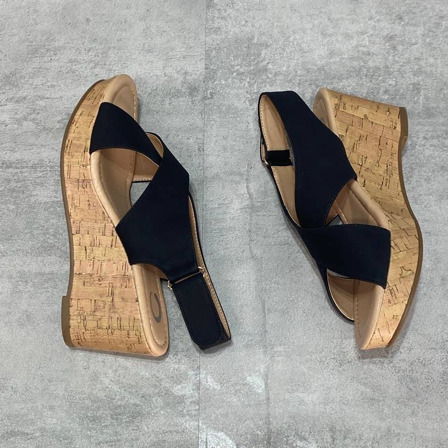 JOURNEE COLLECTION Black Jenice Wedge Sandal SZ 6.5