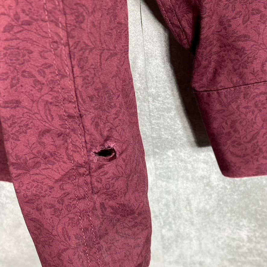 BAR III Men's Burgundy Paisley-Print Slim-Fit Button-Up Long-Sleeve Shirt SZ M