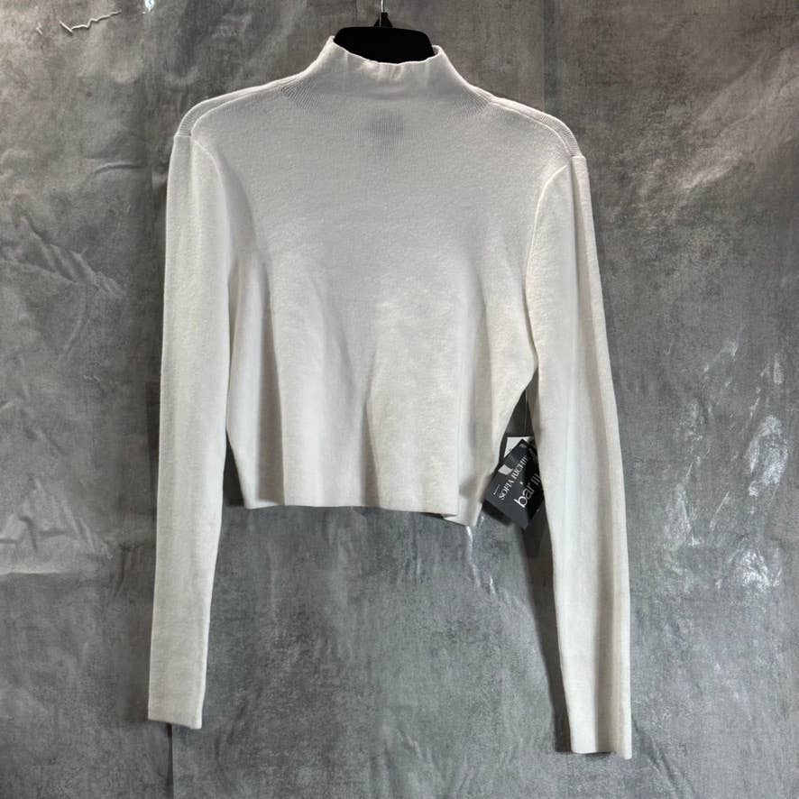 BAR III X Sofia Richie Women's Crop Mock-Neck Long-Sleeve Pullover Sweater SZ M