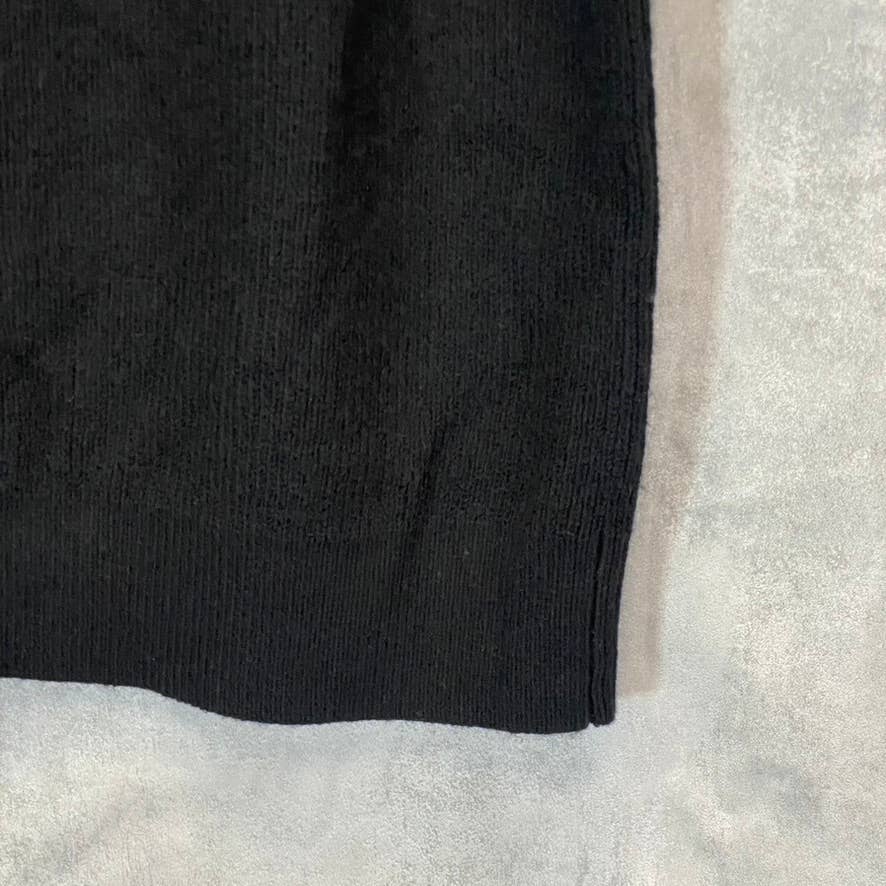 TREASURE & BOND Women's Solid Black Half-Zip Mock Neck Long Sleeve Sweater Dress SZ M