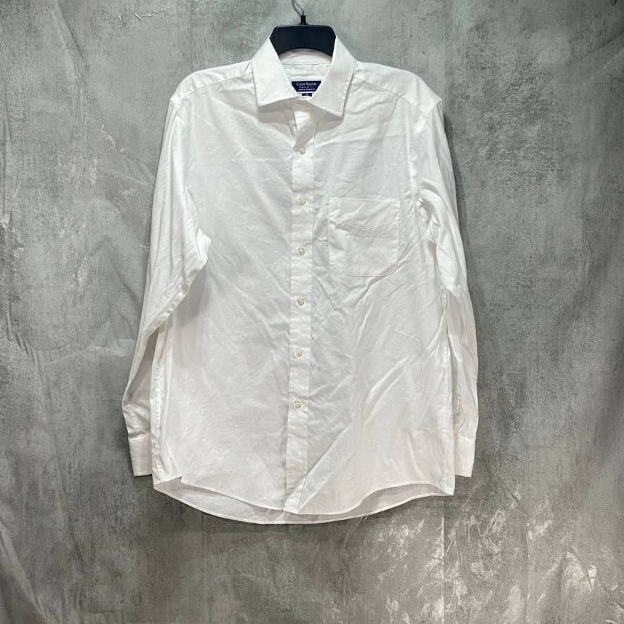 CLUB ROOM Solid White Regular Fit Performance Long Sleeve Shirt SZ M 15.5