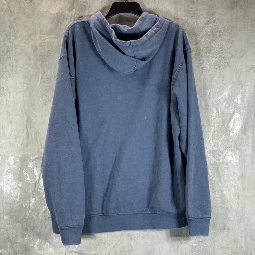 LAZER Men's Blue Fleece Long-Sleeve Burnout Popover Drawstring Hoodie SZ XL