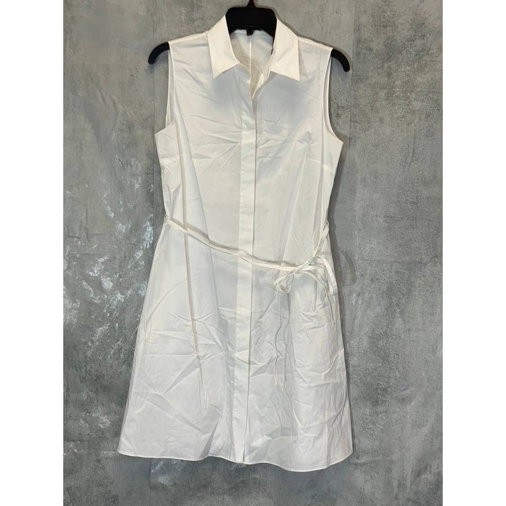 THEORY Women's White Sleeveless Collared Button-Front Casual Mini Shirt Dress SZ 4