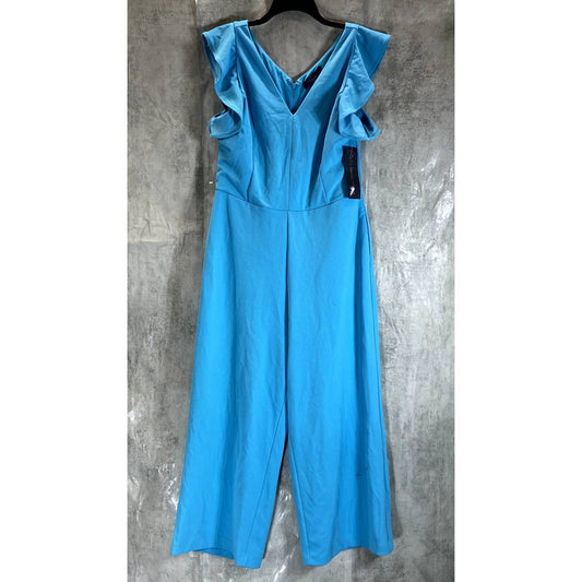 RACHEL RACHEL ROY Women's Shore Blue Ruffled-Sleeve Pocket Cropped Jumpsuit SZXL