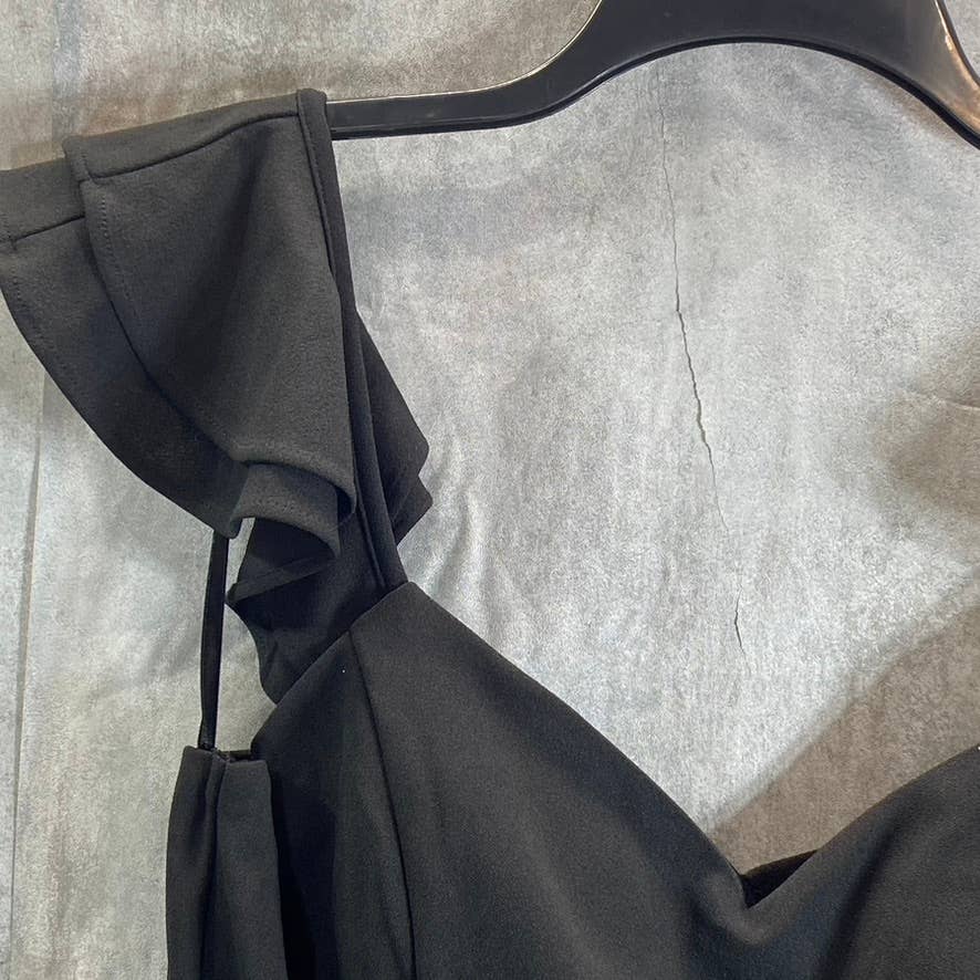 CITY STUDIO Juniors' Black Ruffle Cap-Sleeve X-Back Sheath Mini Dress SZ 17