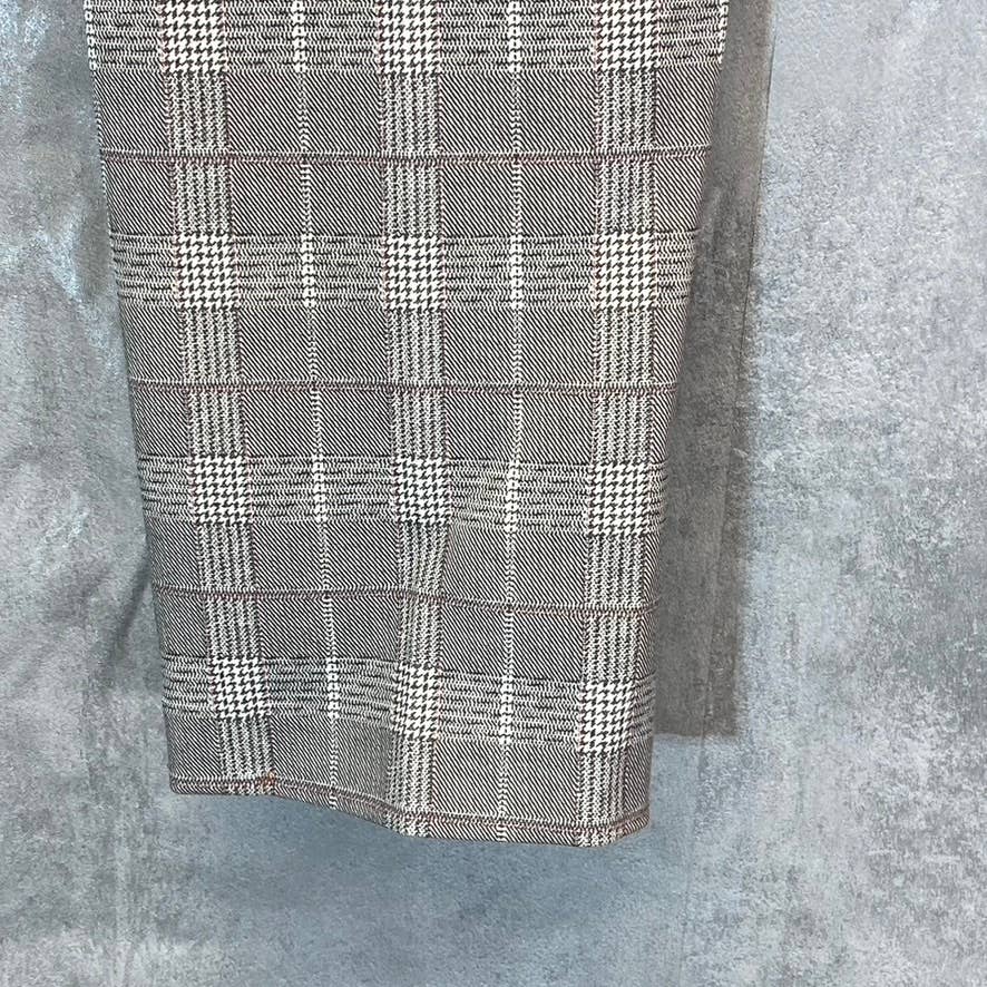 AMANDA & CHELSEA Women's Grey-Pink Plaid Slim Straight Pants SZ 0