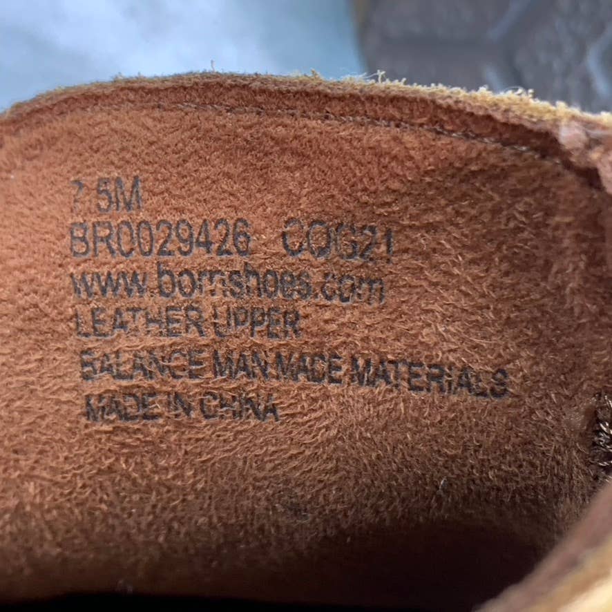 BORN Women's Brown Brinlee Round-Toe Block-Heel Ankle Boots SZ 7.5