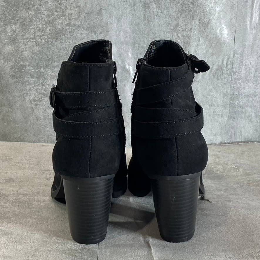 STYLE & CO Women's Black Microsuede Zolaa Memory Foam Block Heel Booties SZ 10