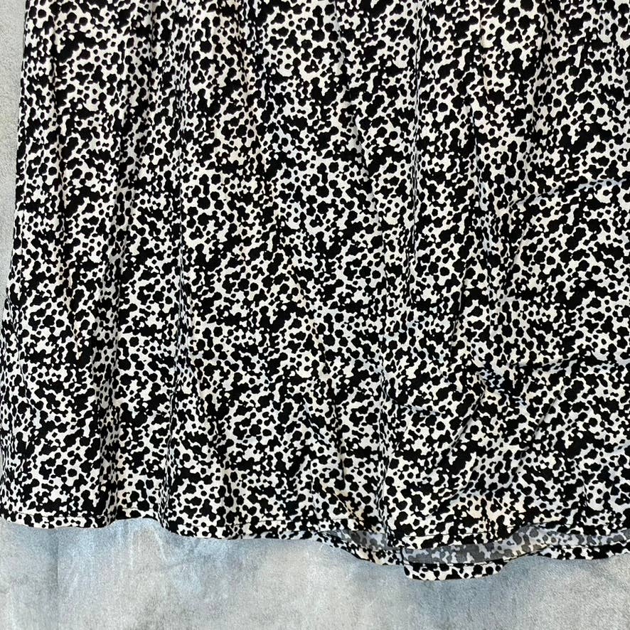 ABOUND Women's Ivory/Black Mini Cow Print Elastic Waist Pull-On Mini Skirt SZ L