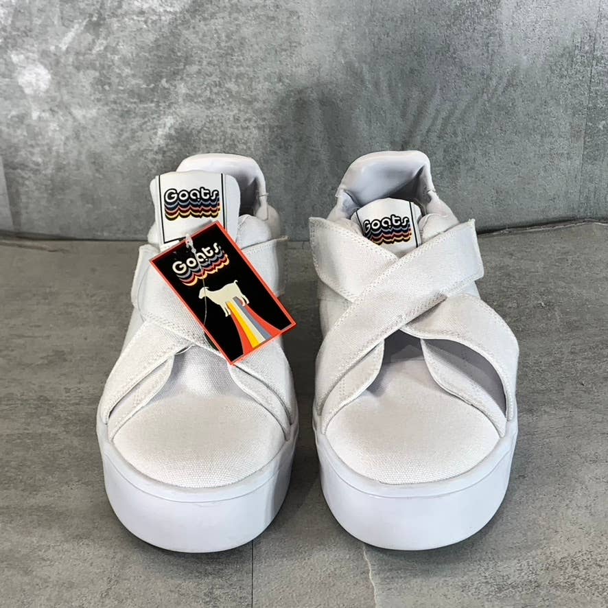 GOATS Women's White Canvas The 728 Cross Straps Platform Slip-On Sneakers SZ 9