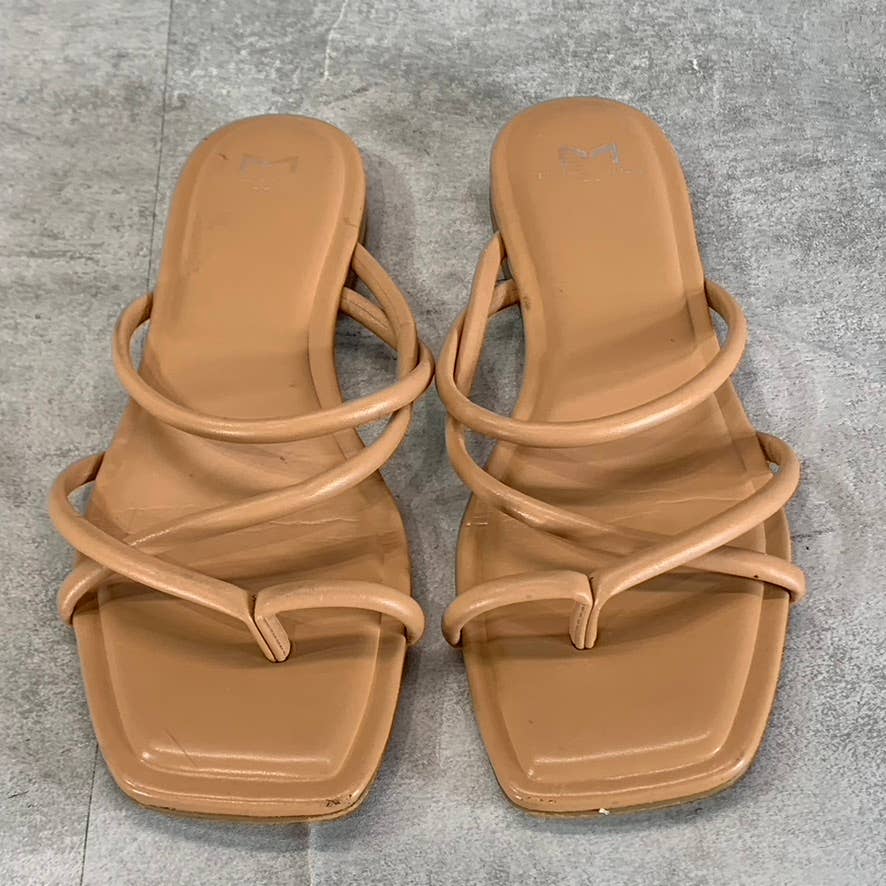 MARC FISHER LTD Women's Medium Natural Fiada Square-Toe Thong Sandals SZ 9