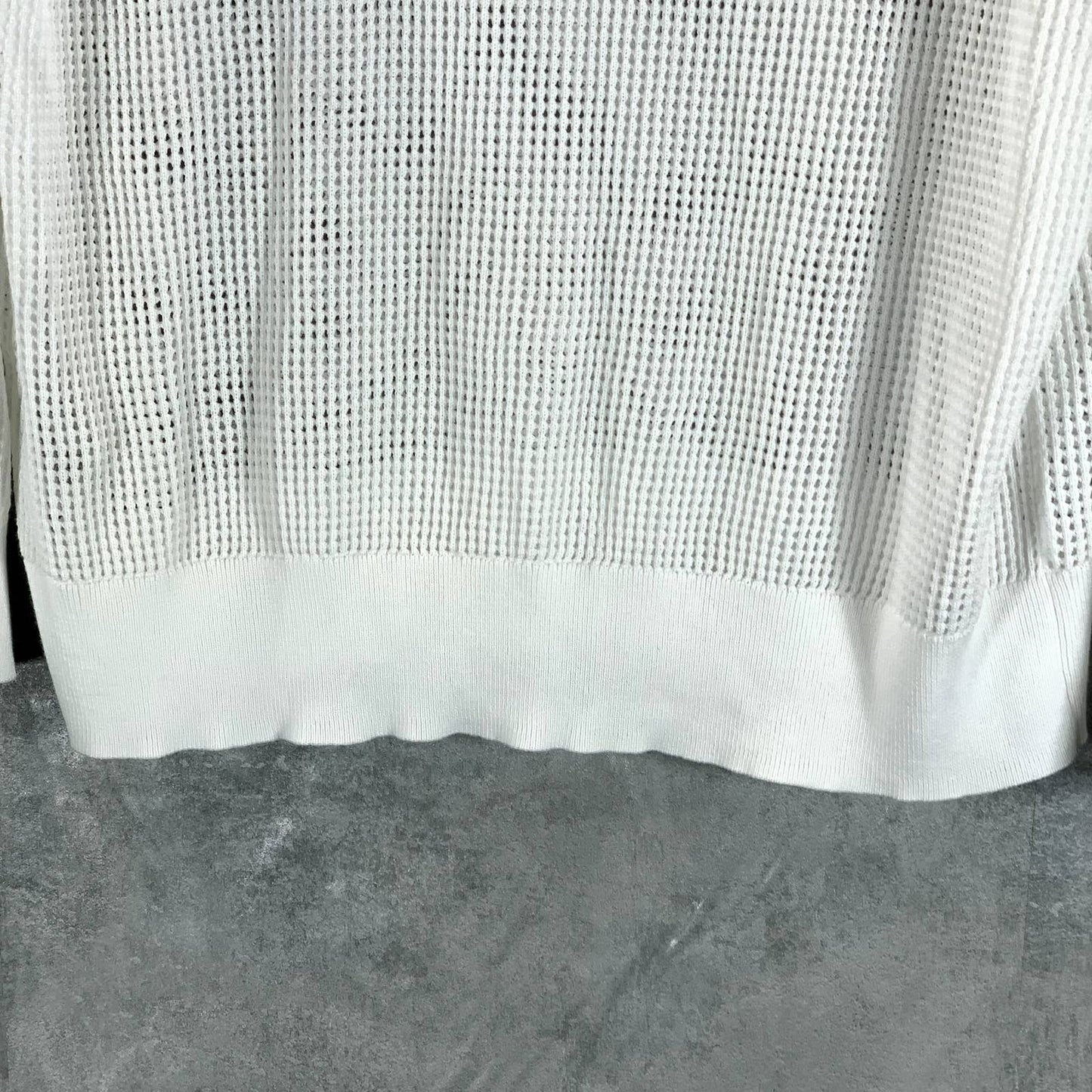 CALVIN KLEIN Women's White Mesh Logo Crewneck Long-Sleeve Pullover Sweater SZ L