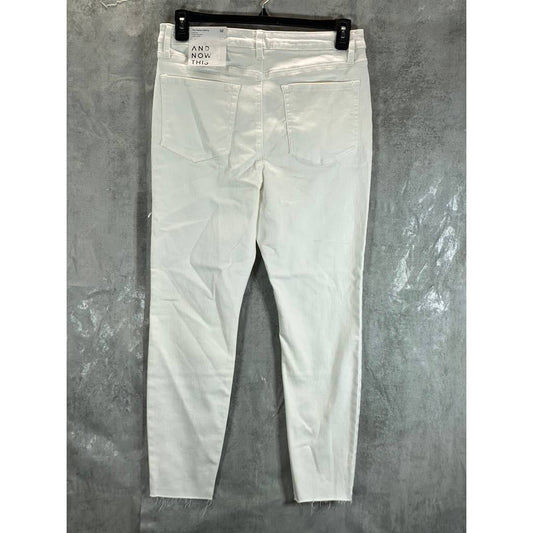 AND NOW THIS Women's White The Perfect Skinny High-Rise Raw-Hem Button-Fly Jeans