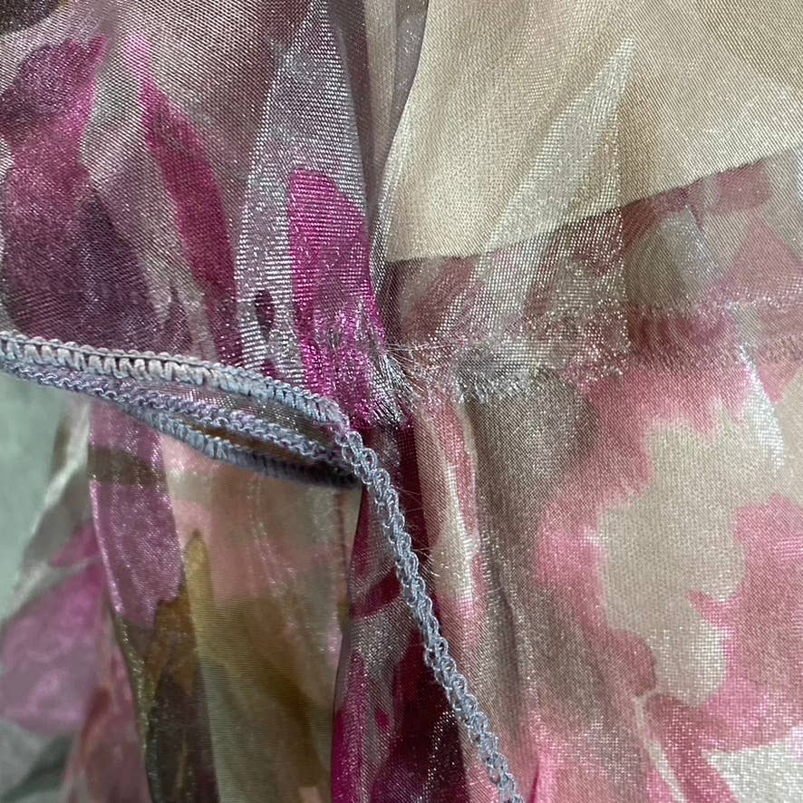 SPEECHLESS Juniors' Grey-Fuchsia Organza Floral-Print Tiered Halter Dress SZ 13