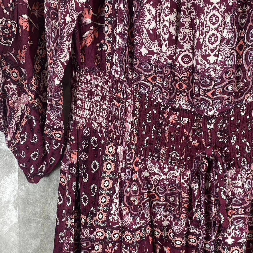 NY COLLECTION Women's Moroccan Red Printed Off-The-Shoulder Crepon Dress SZ M