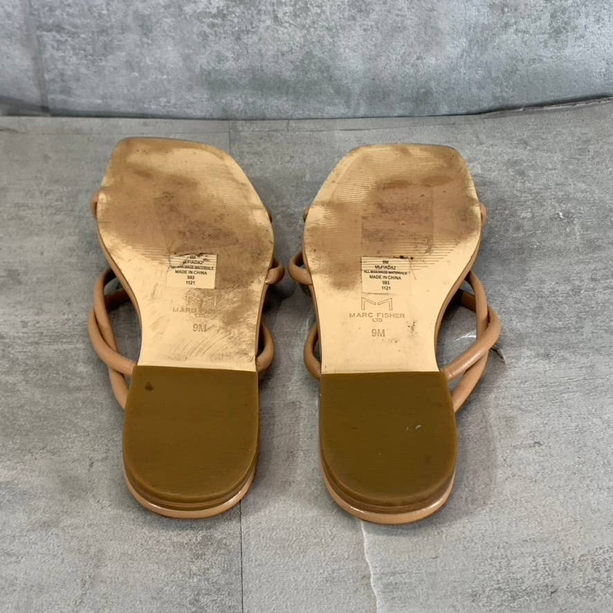MARC FISHER LTD Women's Medium Natural Fiada Square-Toe Thong Sandals SZ 9