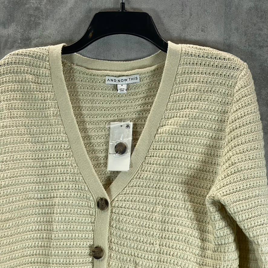 AND NOW THIS Women's Bone V-Neck Knit Dolman Long Sleeve Cardigan SZ M
