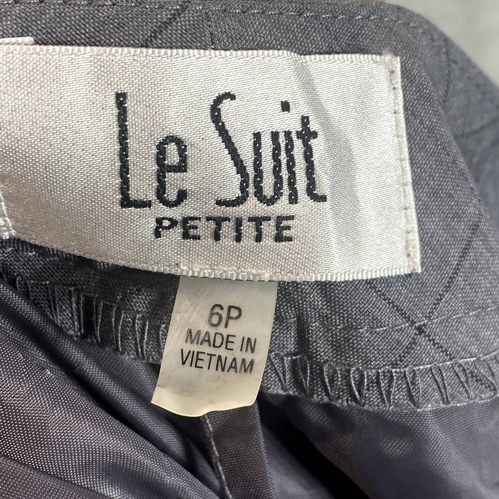 LE SUIT Petite Women's Grey/Peacock Plaid Mid-Rise Slim Suit Pants SZ 6P