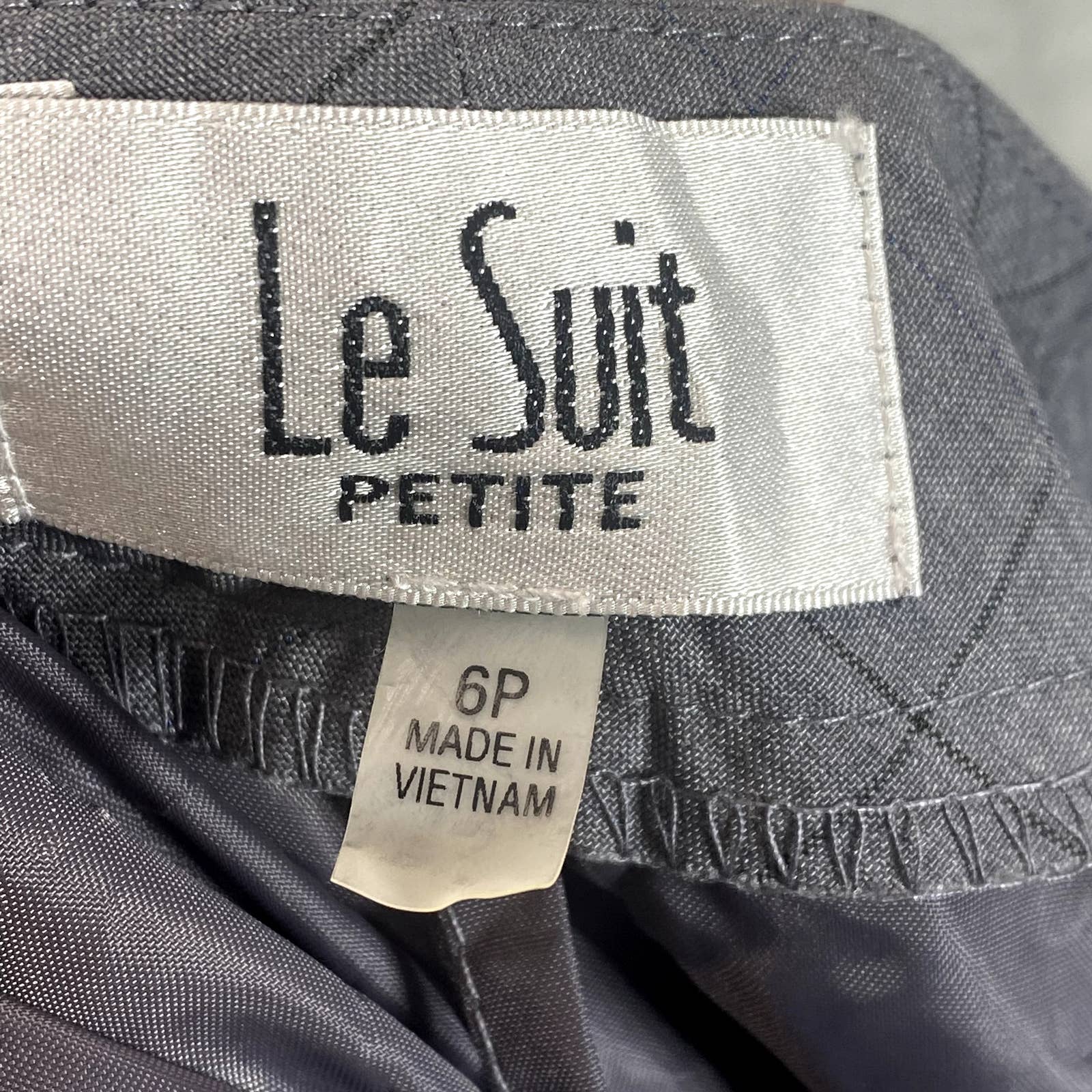 LE SUIT Petite Women's Grey/Peacock Plaid Mid-Rise Slim Suit Pants SZ 6P