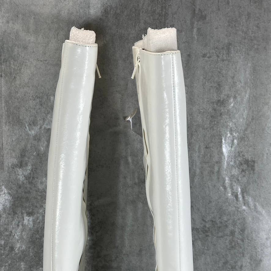 KATY PERRY Women's Optic White The Geli Solid Square-Toe Lug-Sole Tall Boot SZ11