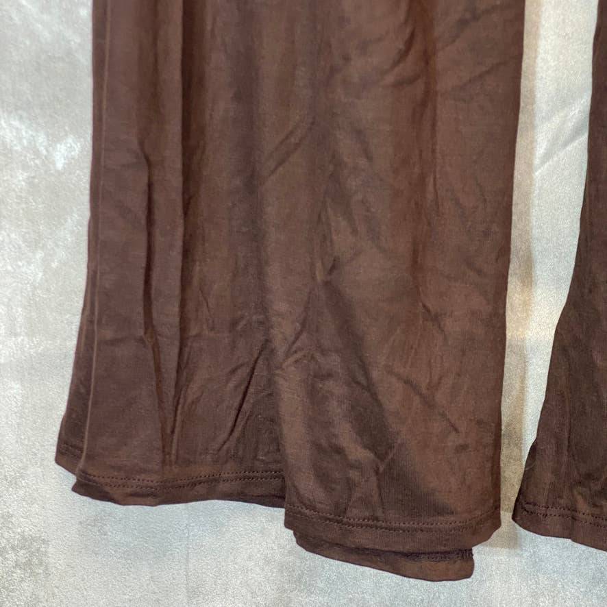 24/7 COMFORT APPAREL Women's Plus Size Brown Comfortable Loose-Fit Pull-On Palazzo Pants SZ 1X