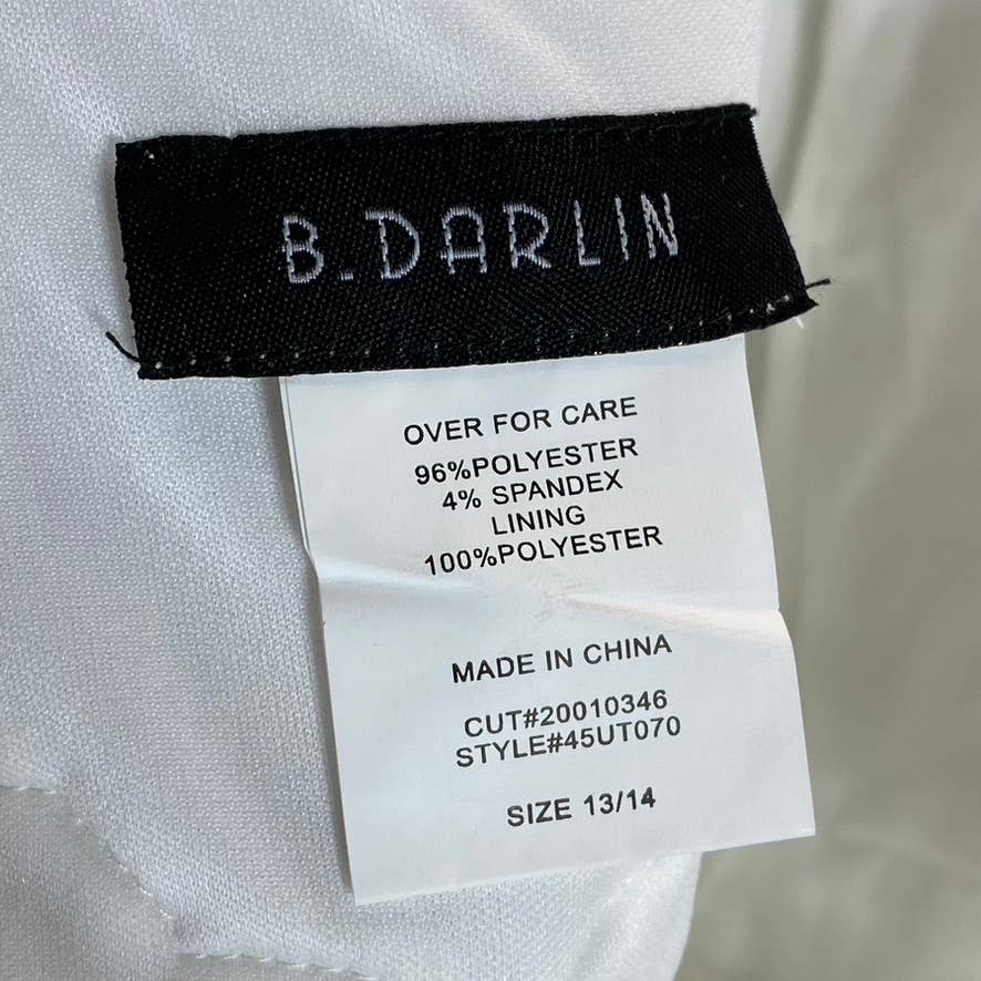 B. DARLIN Juniors' Day White Lace-Trim Waist High-Neck Fit & Flare Dress SZ13/14