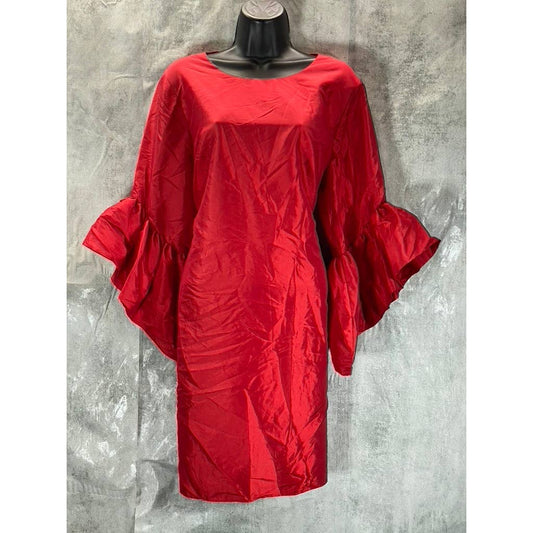 VINCE CAMUTO Women's Deep Red 3/4 Trumpet Sleeve Tafetta Mini Dress SZ M